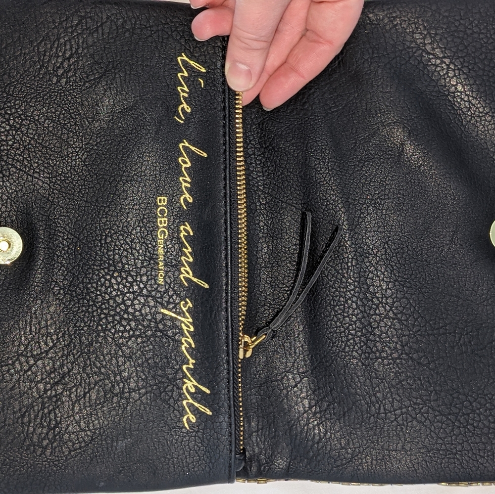 Bcbgeneration Black Gold Sequin Clutch - image 3